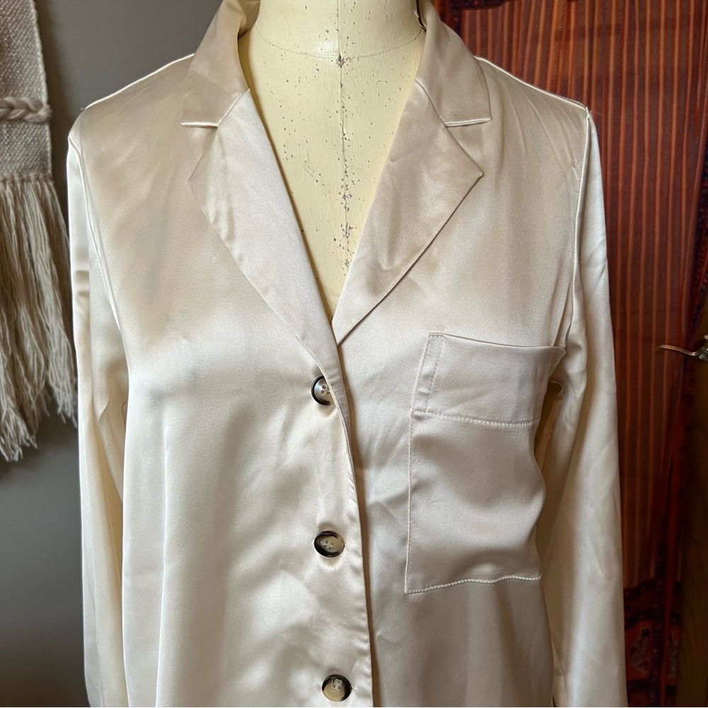 Topshop Satin Button Up Shirt